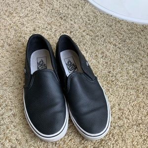 Vans leather slip ons